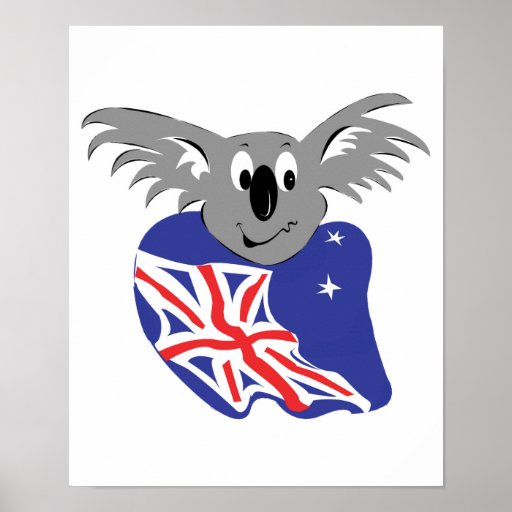 australian flag koala bear design print