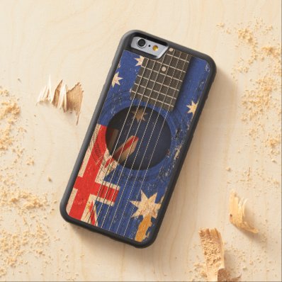 Australian Flag on Old Acoustic Guitar Carved® Maple iPhone 6 Bumper