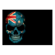 Australian Flag Skull on Black Business Card Templates