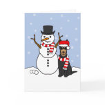 Australian Kelpie and Snowman Greeting Card