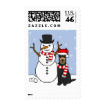 Australian Kelpie and Snowman Stamp