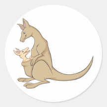 Australian Mama Kangaroo and Baby Joey Stickers
