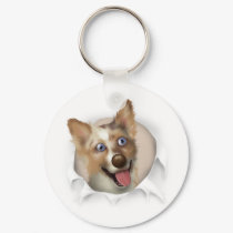 Australian Red Merle Shepherd Busting Out keychains