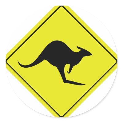 australian roadsign kangaroo australia round sticker by Tomaniac