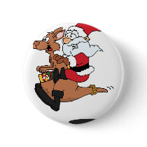 Australian Santa riding a Christmas kangaroo Pins