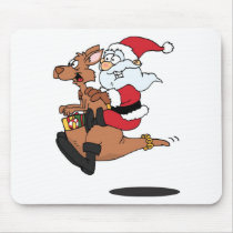 Australian Santa riding a Christmas kangaroo Mouse Pad