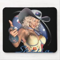 Australian Sexy Cowgirl Pinup Art Mousepad Sheila by sexyshirts2 Australian Sexy Cowgirl Pinup Art Mousepad Sheila