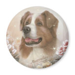 Australian Shepherd Bed of Roses Magnet