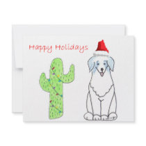 Australian Shepherd Blue Cactus Christmas Personalized Invitation
