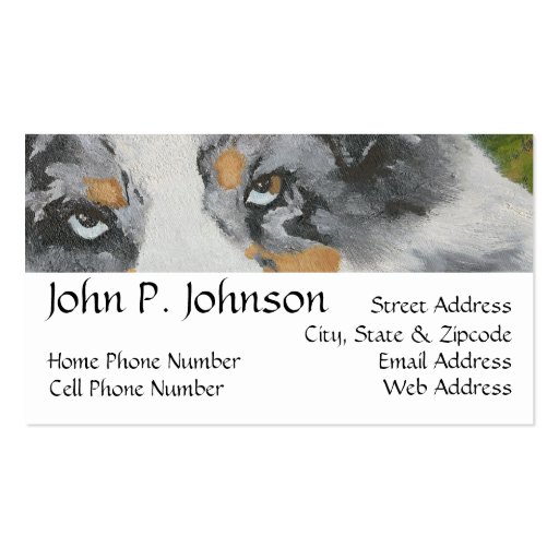 Australian Shepherd ~ Blue Merle Portrait Business Card Template (front side)