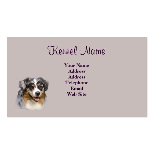 Australian Shepherd Breeder Business Card (back side)