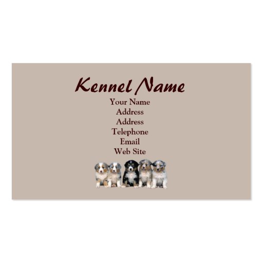 Australian Shepherd Breeder Business Card (back side)