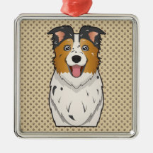 Australian Shepherd Cartoon Christmas Ornament