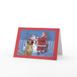 Australian Shepherd Christmas Card Santa and Snowm