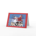 Australian Shepherd Christmas Card Santa and Snowm