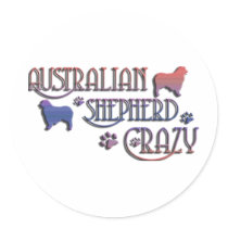 AUSTRALIAN SHEPHERD CRAZY ROUND STICKERS