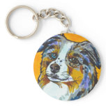 Australian shepherd dog art fun colorful painting key chains