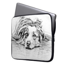 Australian Shepherd dog art Laptop Computer Sleeves