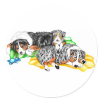Australian Shepherd Family Nap stickers