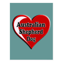 Australian Shepherd Heart Dog Lover Design Post Card