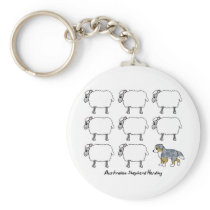 Australian Shepherd Herding Sheep Keychain