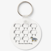 Australian Shepherd Herding Sheep Keychain