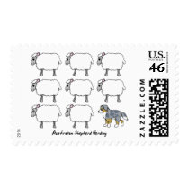 Australian Shepherd Herding Sheep Postage Stamps