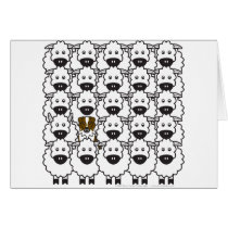 Australian Shepherd in the Sheep Greeting Card