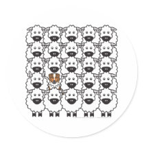 Australian Shepherd in the Sheep Round Sticker