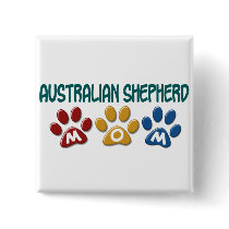 AUSTRALIAN SHEPHERD MOM Paw Print Buttons