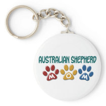 AUSTRALIAN SHEPHERD MOM Paw Print Keychains