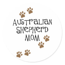 Australian Shepherd Mom Round Stickers