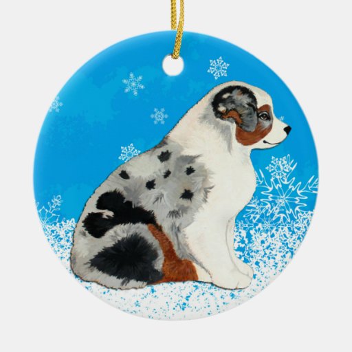 australian shepherd puppies snow ornament australian shepherd puppies snow ornament