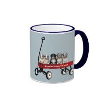 Australian Shepherd Pups In Wagon Mug