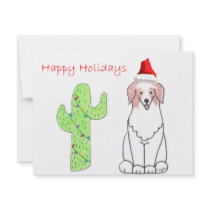 Australian Shepherd Red Cactus Christmas Custom Invitation