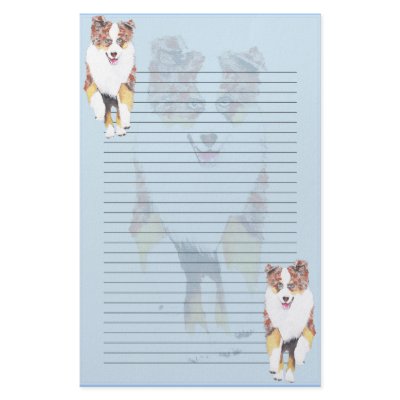 Australian Shepherd ~ Running Red Merle Puppy Customized Stationery by AussieAnnie