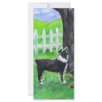 Australian Shepherd sees squirrel Rack Card Design