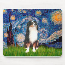 Australian Shepherd (Tri2) - Starry Night Mouse Pads