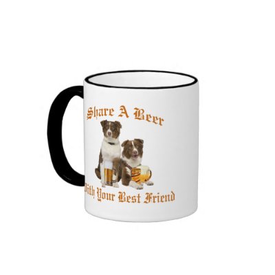 Australian Shepherds Shares A Beer Mugs by friskybiz