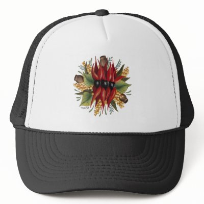 Australian Wildflowers - Sturt Desert Pea Hat by ArtbyJean