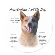 AustralianCattle Dog (redspec) History Design Round Stickers
