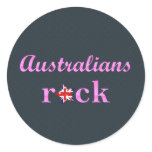 Australians Rock - Cute Pink Round Stickers
