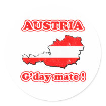 Austria - G'day mate ! Round Stickers