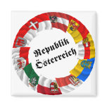 Austria & its Laender Waving Flags Fridge Magnets