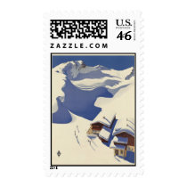 Austria Ski lodge in the Alps Stamp