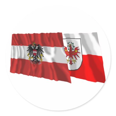 Austria & Tirol Waving Flags Round Stickers by Vexillophile
