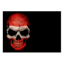 Austrian Flag Skull on Black Business Card Templates