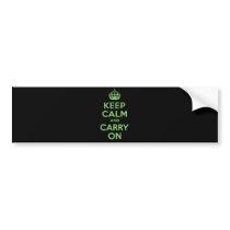 Authenic Keep Calm And Carry On Green. Best Price Bumper Sticker