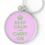 Authenic Keep Calm And Carry On Green. Best Price Key Chain
