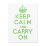 Authenic Keep Calm And Carry On Green. Best Price Post Cards